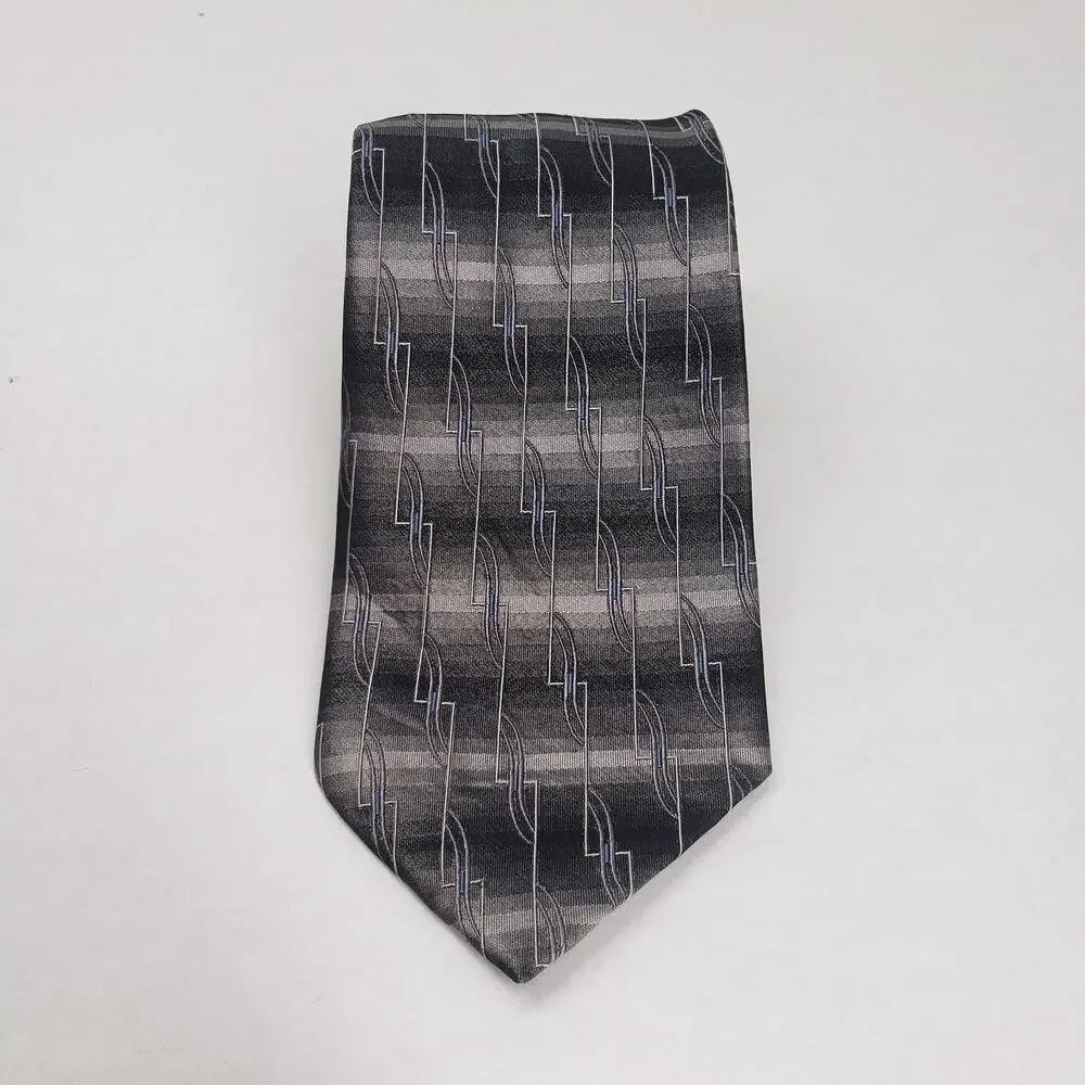 Vintage Mens Necktie Striped Geometric Pattern 3.5x 58